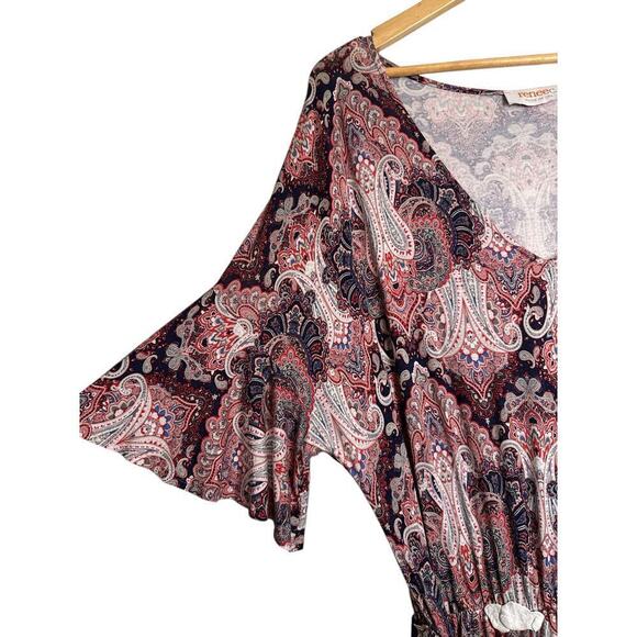 Renee C. Women's V-Neck Paisley Print Lined Tie Waist Maxi Dress Size XL Multi - Picture 3 of 8